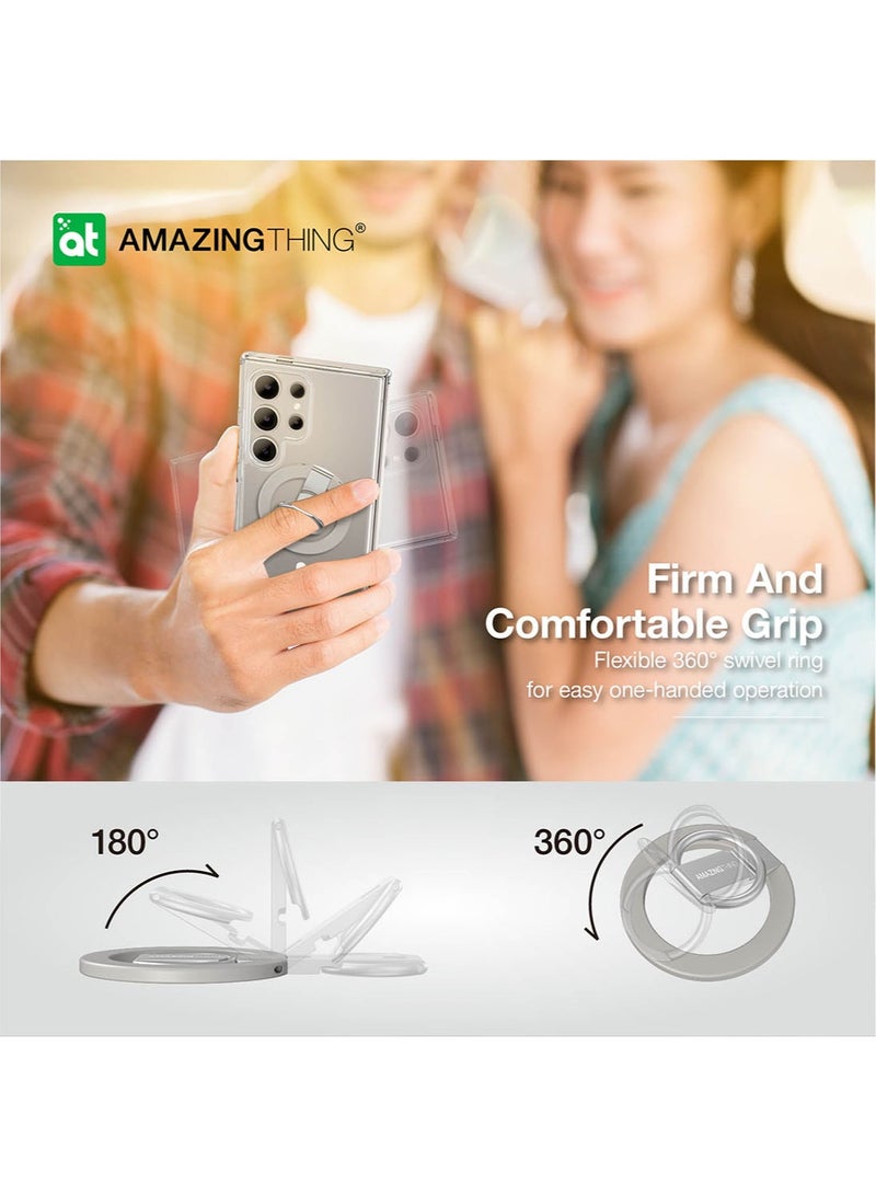 AMAZINGthing مجموعة حلقات MAG Minimal MAG لهاتف Samsung Galaxy S24 Ultra حامل / حامل / غطاء حماية مع MagSafe - شفاف - Image 3