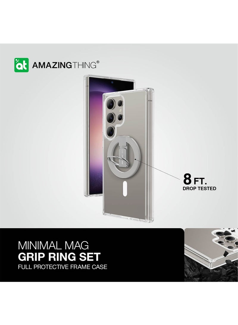 AMAZINGthing مجموعة حلقات MAG Minimal MAG لهاتف Samsung Galaxy S24 Ultra حامل / حامل / غطاء حماية مع MagSafe - شفاف - Image 2