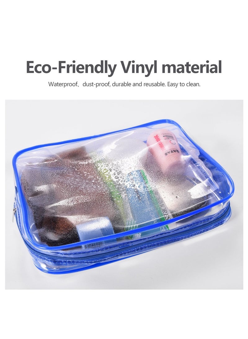 CATANES 3 Pcs Waterproof Transparent Cosmetic Bags Storage Pouch Makeup Bag,Clear PVC Travel Bag Wash Bag Organizer Cosmetic Makeup Bags for Travel, Transparent /Blue - Image 3