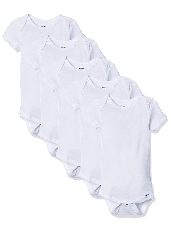 Gerber Gerber Baby 5-Pack Solid Onesies Bodysuits, White, 3-6 Months  - Image 1