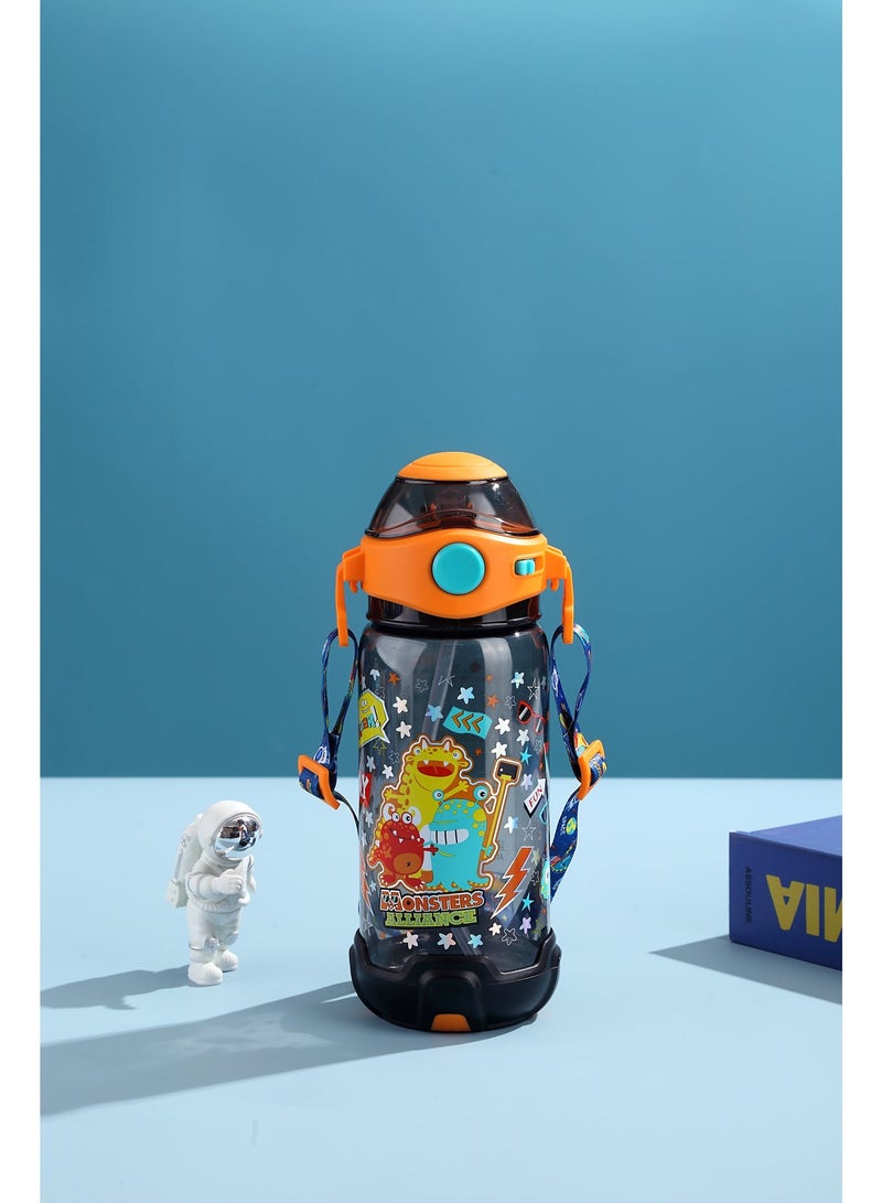 Five dream house Monster Theme Kids Water Bottle Sippy Cup with Straw, 650ML BPA-Free Leakproof Water Bottle with Adjustable Shoulder Strap, Portable Drinking Cup for Kids - Image 1