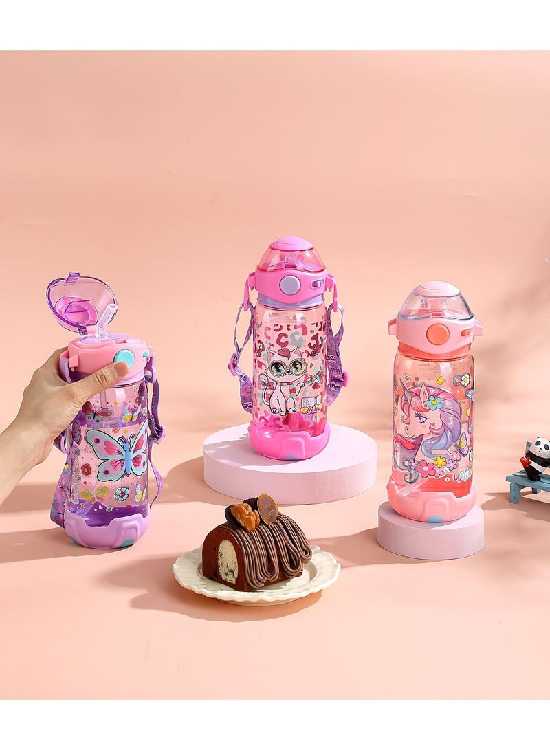 Five dream house Monster Theme Kids Water Bottle Sippy Cup with Straw, 650ML BPA-Free Leakproof Water Bottle with Adjustable Shoulder Strap, Portable Drinking Cup for Kids - Image 5