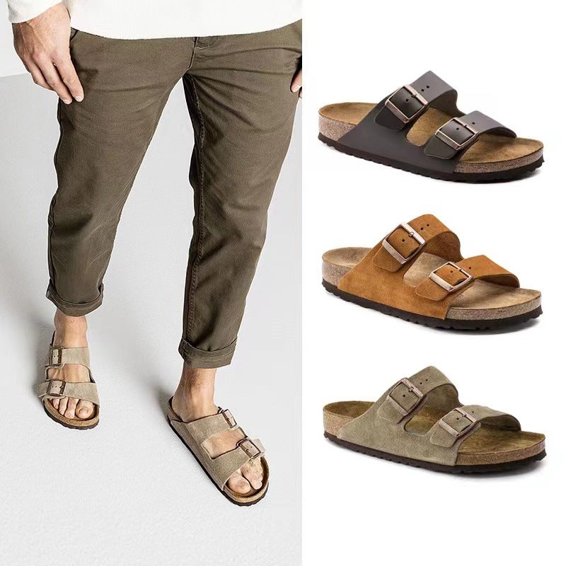 Birkenstock Cork-Soled Sandals for Men and Women, 2026 New Model, Genuine Leather Double-Buckle Two-Strap Retro Birkenstock Shoes - Image 3
