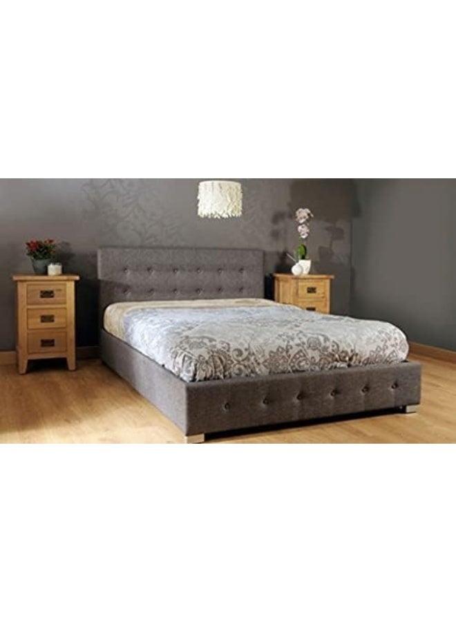 Generic Alia Bed With Storage And Mattress - King Size (180X200Cm) (Dark Grey, Jute)