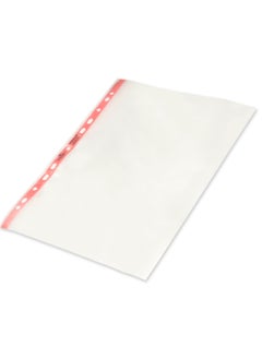 Durable Durable punched pocket A4, open perforated side, grained, 90my, transparent with red perforated spine, 100 pieces  - Image 2