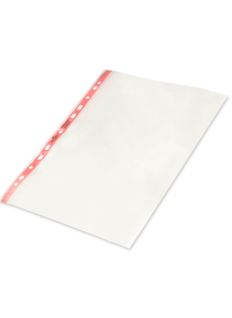 Durable - Durable punched pocket A4, open perforated side, grained, 90my, transparent with red perforated spine, 100 pieces - Image 1