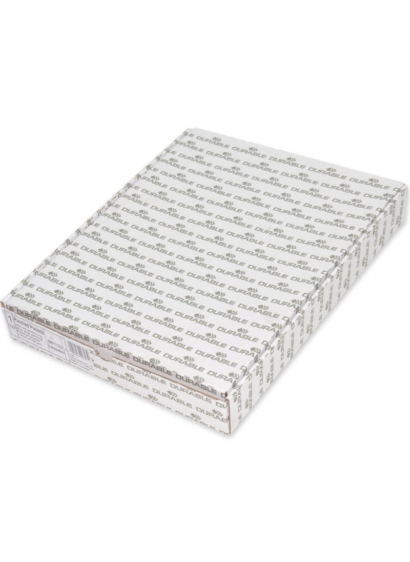 Durable - Durable punched pocket A4, open perforated side, grained, 90my, transparent with red perforated spine, 100 pieces - Image 1