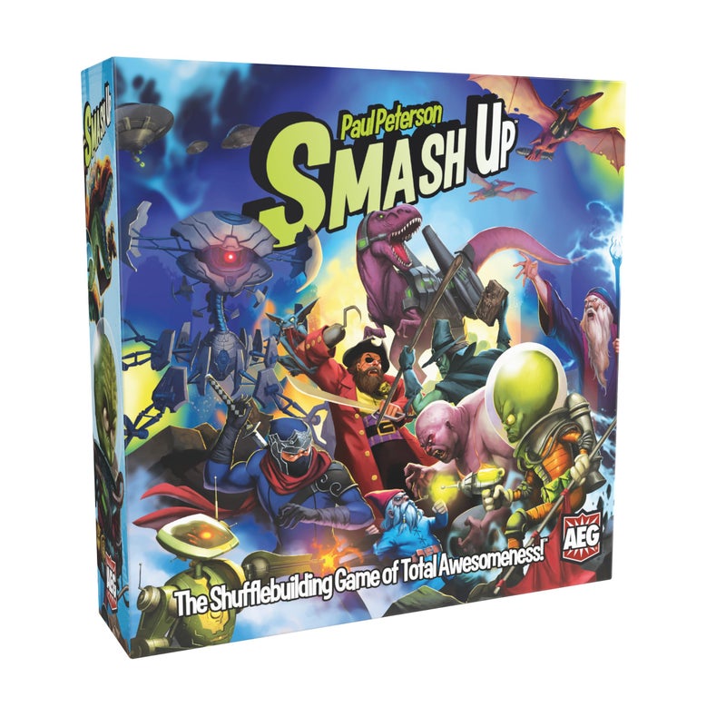 AEG Smash Up Base Game | Shufflebuilding Card Game | Aliens, Dinosaurs, Ninjas, Pirates, Robots, Tricksters, Wizards, Zombies | 2-4 Players | Ages 10+ - Image 1