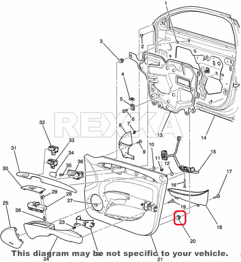Rexka مشابك تثبيت لوحة باب ريكسا 15 قطعة 25707329 لجنرال موتورز بويك ليسابري لوسيرن أولدزموبيل أورورا - Image 5