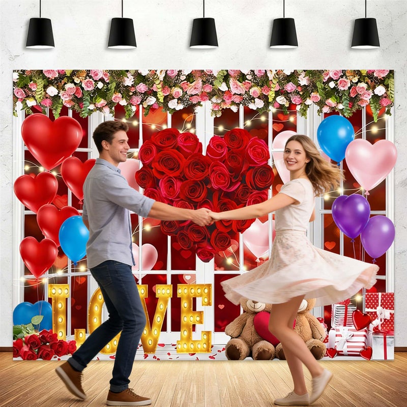 Viajar Valentine's Day Backdrop Love Heart Bridal Shower Valentine's Day Photography Backdrop Wedding Anniversary Bridal Shower Mother's Day Photo Background Studio Shoot Props, 7X5 FT - Image 3