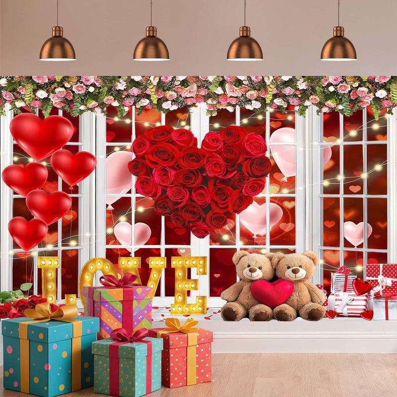 Viajar Valentine's Day Backdrop Love Heart Bridal Shower Valentine's Day Photography Backdrop Wedding Anniversary Bridal Shower Mother's Day Photo Background Studio Shoot Props, 7X5 FT - Image 5
