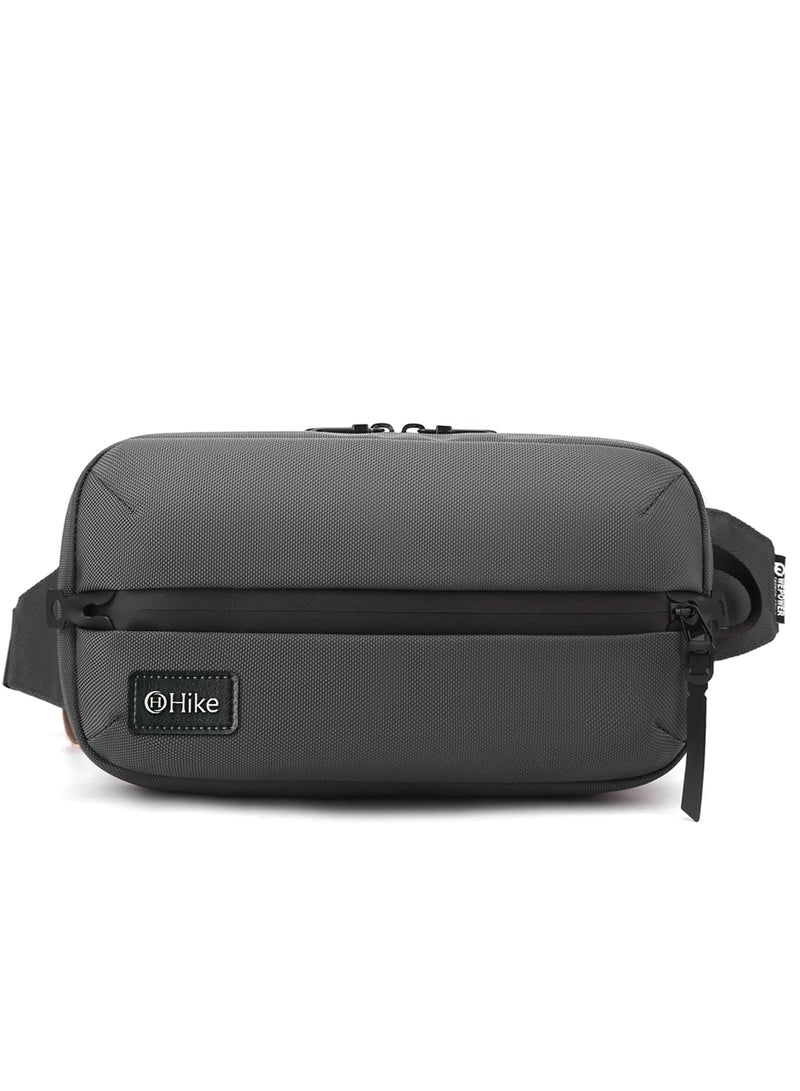 HIKE Waist Bag Anti-Theft Water Resistant Shock Proof Business Leisure Crossbody Chest Bag for Men and Women, HK2121, Grey - Image 1