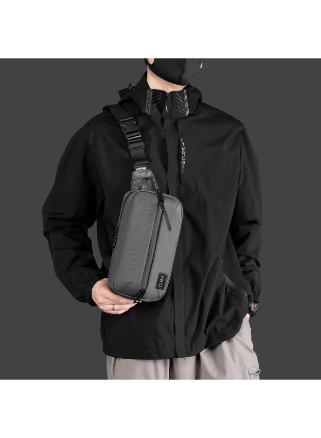 HIKE Waist Bag Anti-Theft Water Resistant Shock Proof Business Leisure Crossbody Chest Bag for Men and Women, HK2121, Grey - Image 2