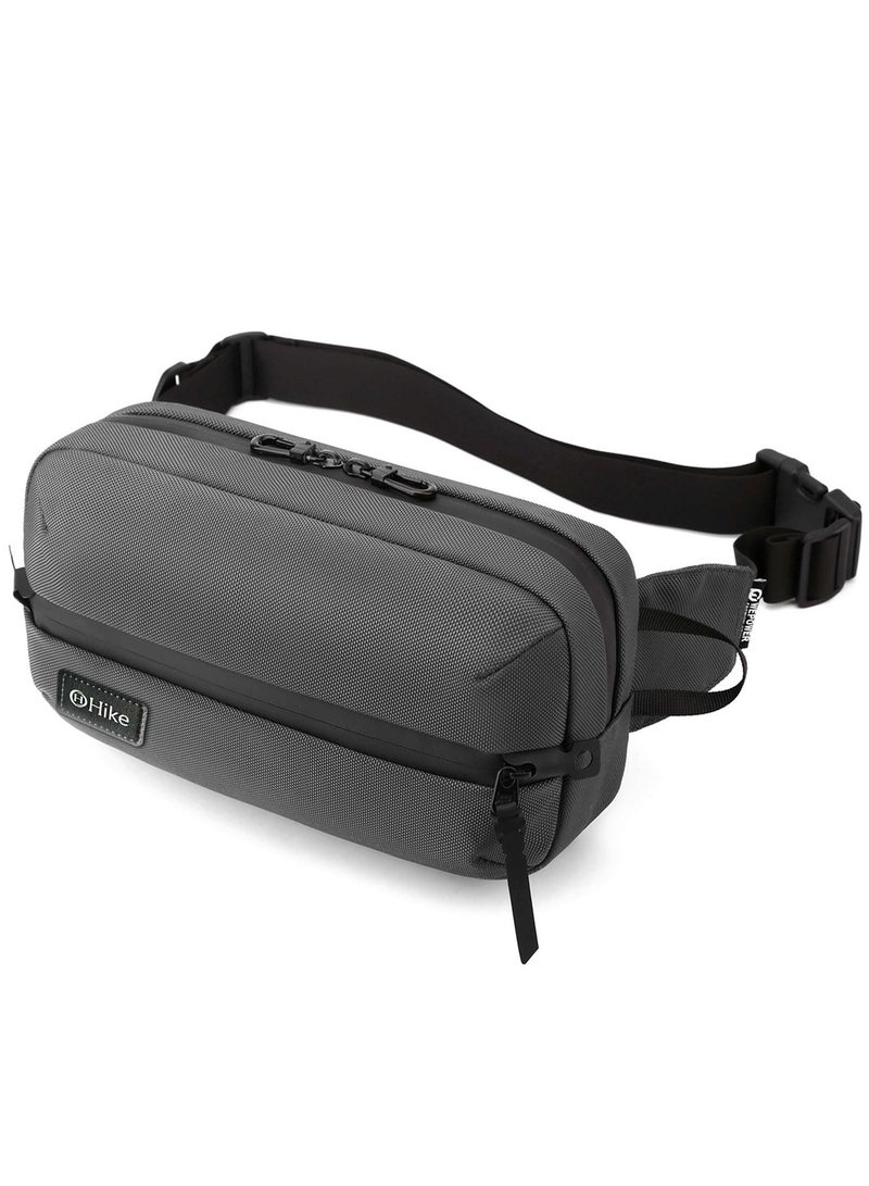 HIKE Waist Bag Anti-Theft Water Resistant Shock Proof Business Leisure Crossbody Chest Bag for Men and Women, HK2121, Grey - Image 3