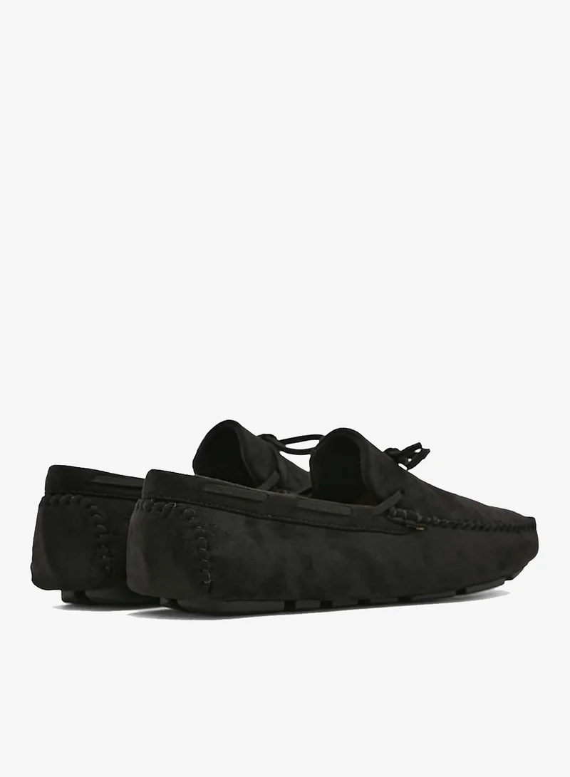 Robert Wood Faux Suede Bow Loafers