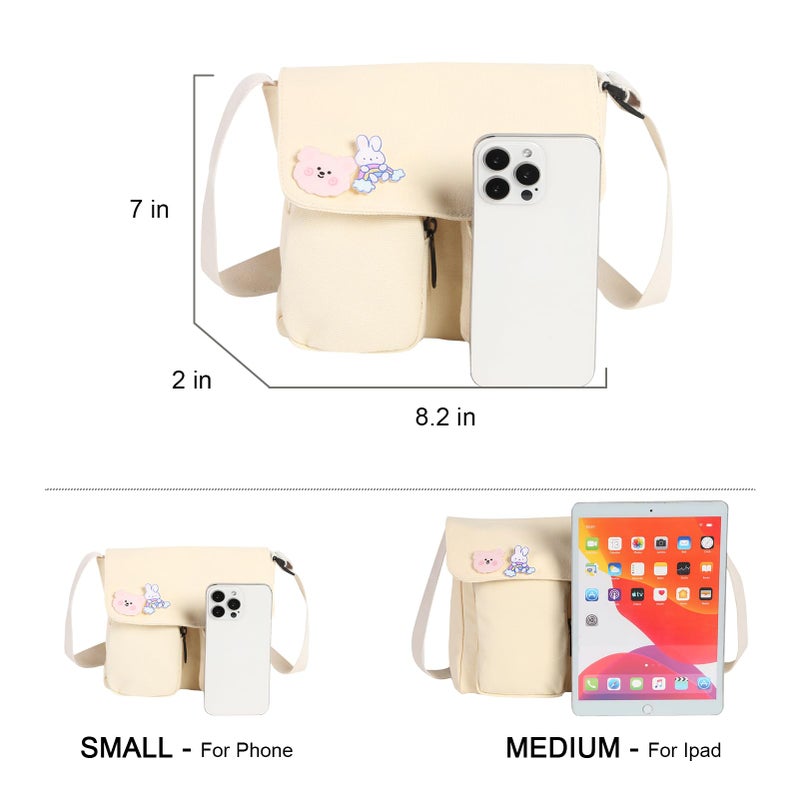 Phaoullzon Kawaii Crossbody Bag Cute Messenger Bags Canvas Shoulder Purse Gifts for Teens - Image 4