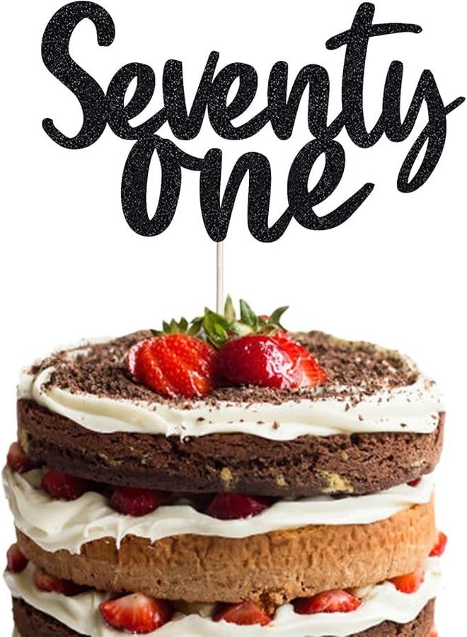 TrifleArte Seventy One Birthday Cake Topper | Black Glitter | 71st Anniversary Party Decoration | Double-Sided | Durable & Elegant Smash Cake Décor for Boys & Girls - Image 1