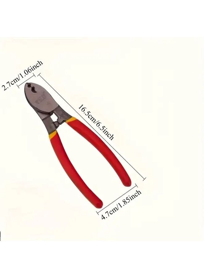 6 Inch Insulated Cable Cutter Crimping Tool with Red Rubber Handle - Image 4