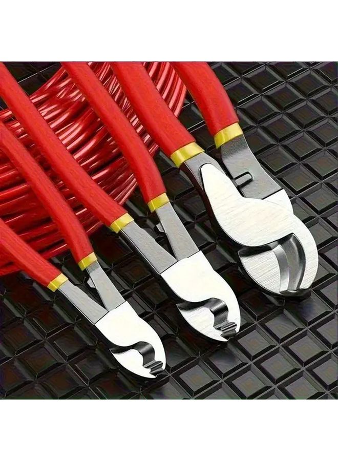 6 Inch Insulated Cable Cutter Crimping Tool with Red Rubber Handle - Image 5