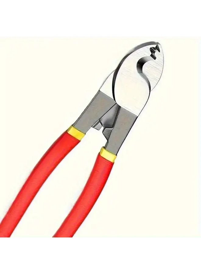 6 Inch Insulated Cable Cutter Crimping Tool with Red Rubber Handle - Image 2