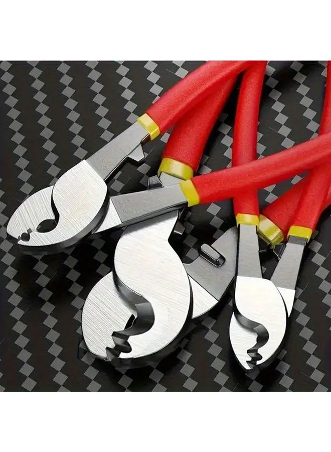 6 Inch Insulated Cable Cutter Crimping Tool with Red Rubber Handle - Image 1