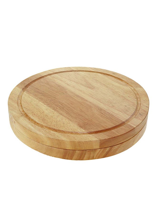 NIBEMINENT 4-Piece Cheese Cutter Set With Wooden Board Brown/Silver - Image 3