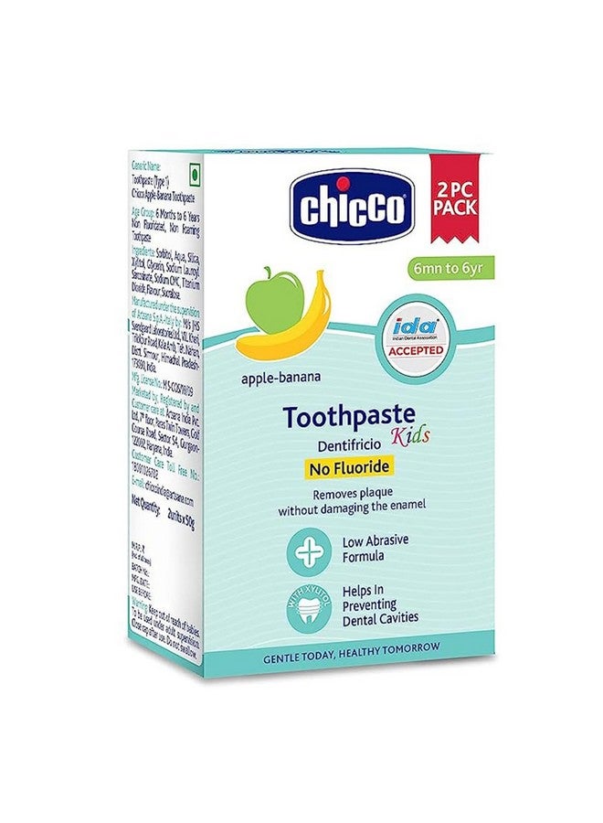 شيكو معجون أسنان مضاد للتسوس بنكهة التفاح والموز للأطفال من عمر 6 أشهر إلى 6 سنوات 50 جرام 2 قطعة - Image 1