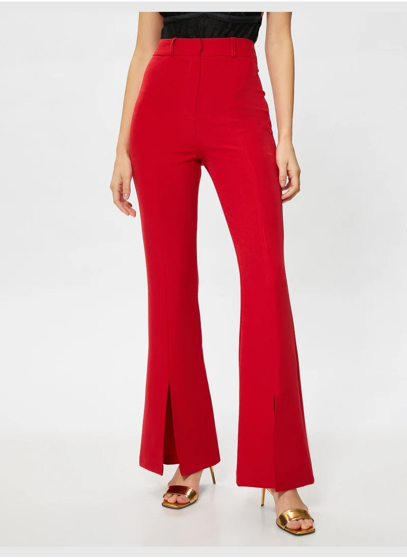 كوتون Flare Leg Trousers Slit Detail