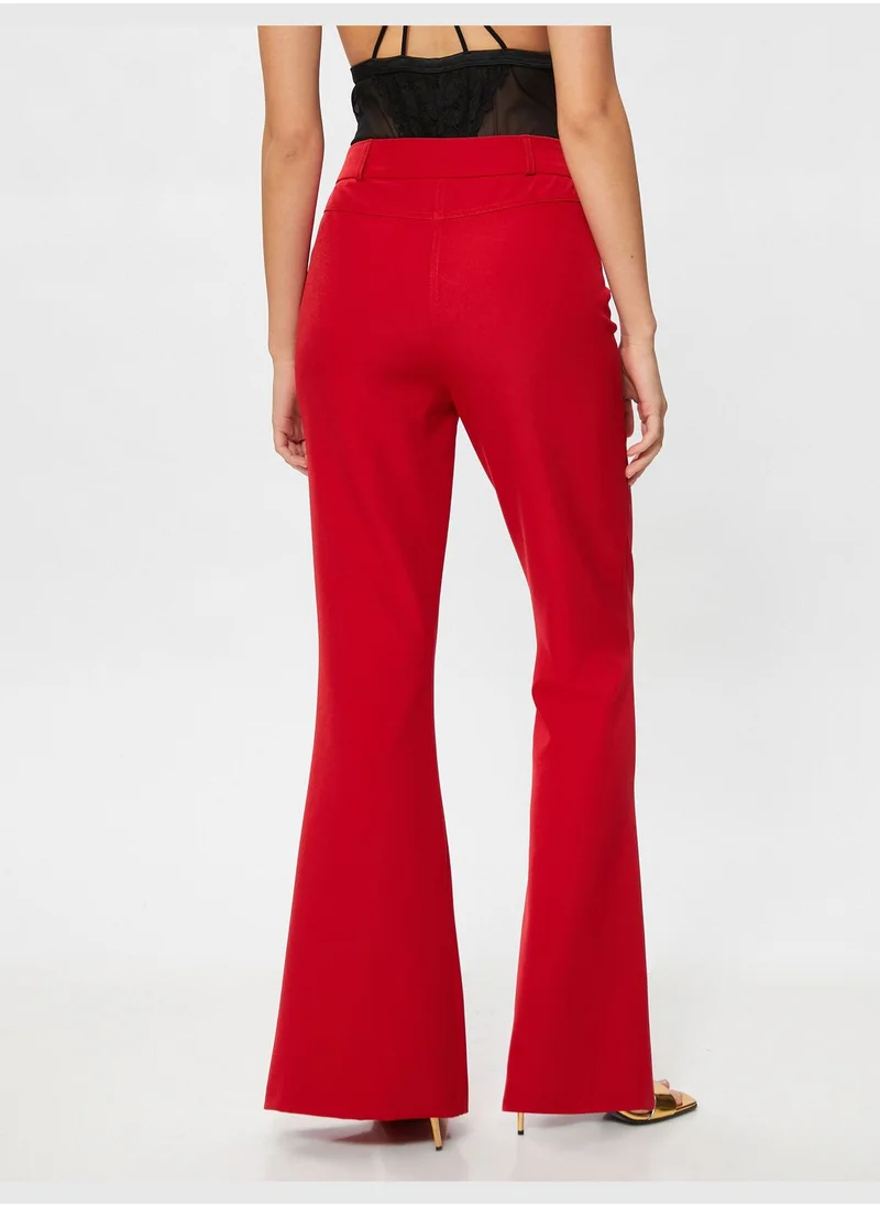 كوتون Flare Leg Trousers Slit Detail