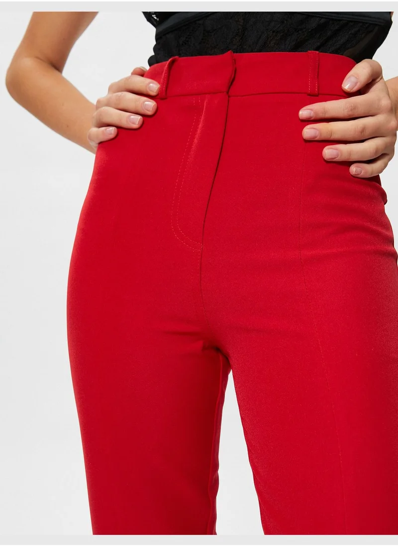 كوتون Flare Leg Trousers Slit Detail