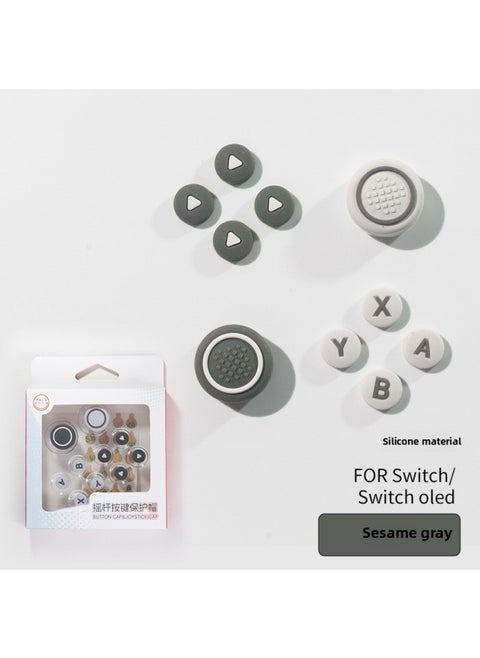 Switch Silicone Key Cap NS Direction Silicone Color Key Sticker Joycon Key Sticker Handle Rocker Cap-Product Color:NS Silicone Key Suit-Sesame Grey