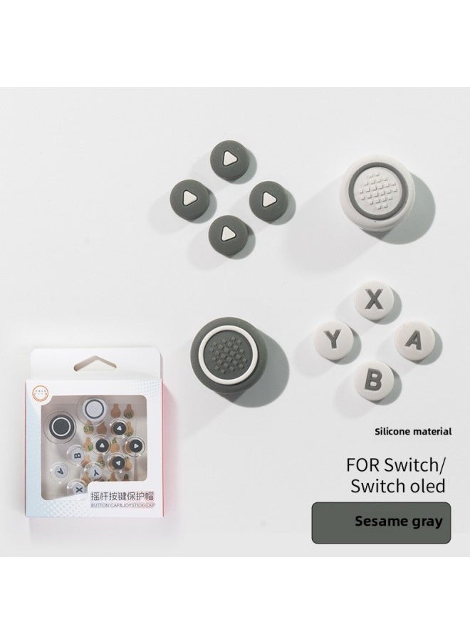 Generic - Switch Silicone Key Cap NS Direction Silicone Color Key Sticker Joycon Key Sticker Handle Rocker Cap-Product Color:NS Silicone Key Suit-Sesame Grey - Image 1