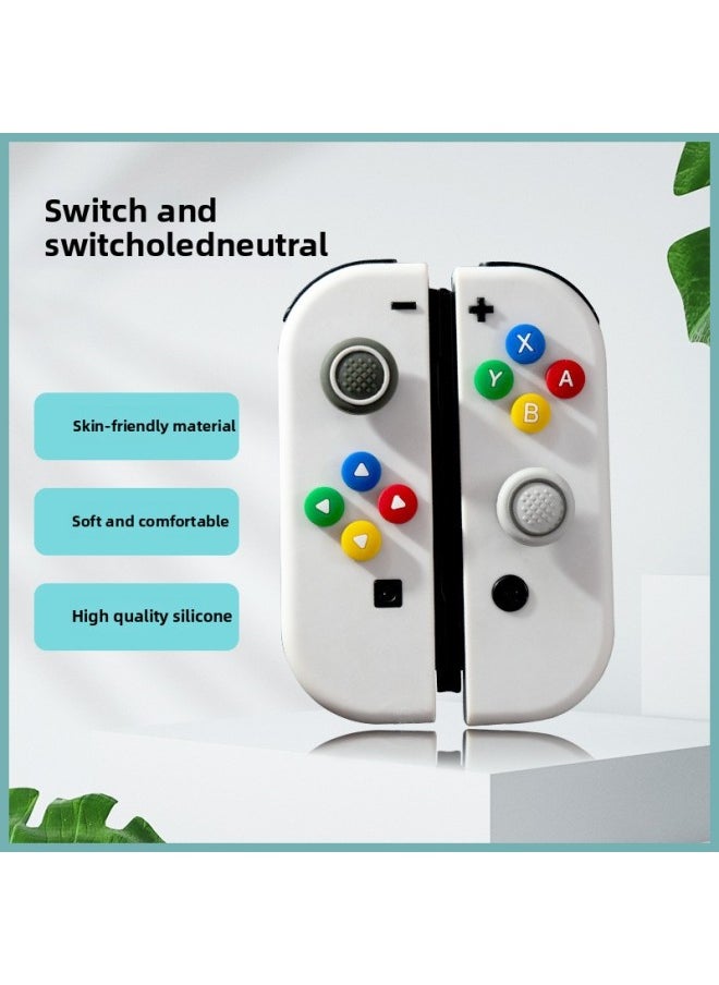 Generic - Switch Silicone Key Cap NS Direction Silicone Color Key Sticker Joycon Key Sticker Handle Rocker Cap-Product Color:NS Silicone Key Suit-Sesame Grey - Image 1