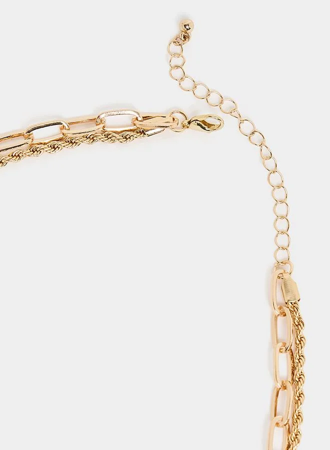 ستايلي Moon and Star Detail Layered Necklace