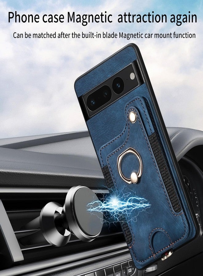 Asuwish Phone Case for Google Pixel 7 Pro 5G Wallet Cover with Screen Protector and Wrist Strap Lanyard RFID Credit Card Holder Ring Stand Cell Accessories Pixel7Pro Pixel7 XL Seven 7Pro 6.7 Women Men Blue - Image 5