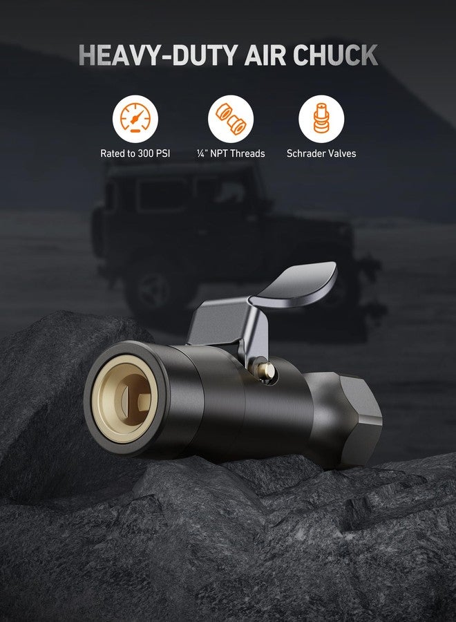 AstroAI Air Chuck, No Air Leakage Double Jaws Lock on Tire Chuck, Open Flow Heavy Duty Brass and Stainless Steel Air Chuck with Clips for Inflator Gauge Compressor Accessories - Image 2