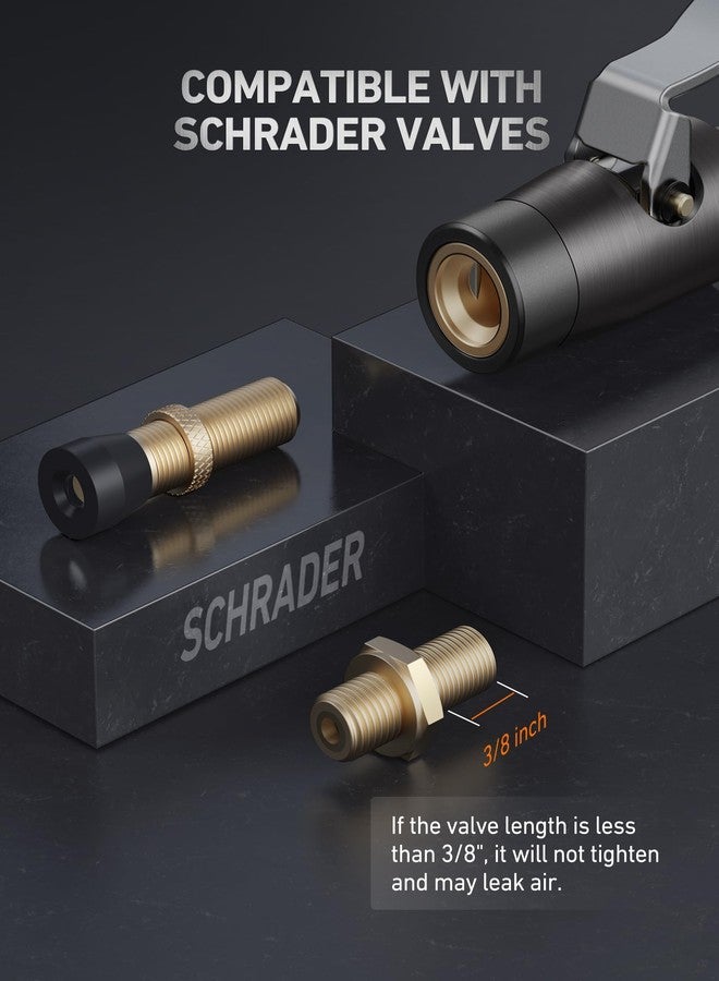 AstroAI Air Chuck, No Air Leakage Double Jaws Lock on Tire Chuck, Open Flow Heavy Duty Brass and Stainless Steel Air Chuck with Clips for Inflator Gauge Compressor Accessories - Image 4