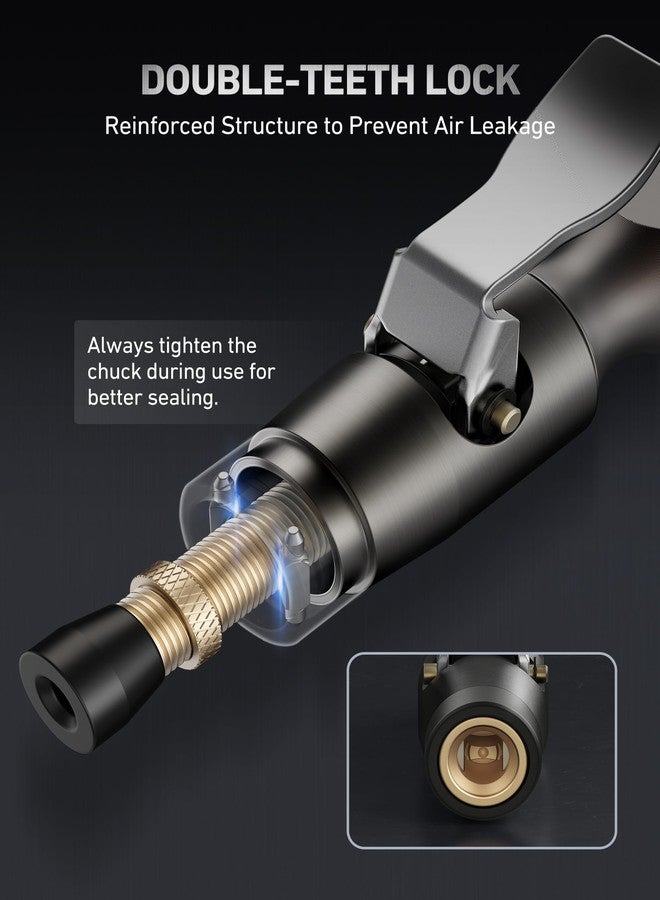 AstroAI Air Chuck, No Air Leakage Double Jaws Lock on Tire Chuck, Open Flow Heavy Duty Brass and Stainless Steel Air Chuck with Clips for Inflator Gauge Compressor Accessories - Image 3