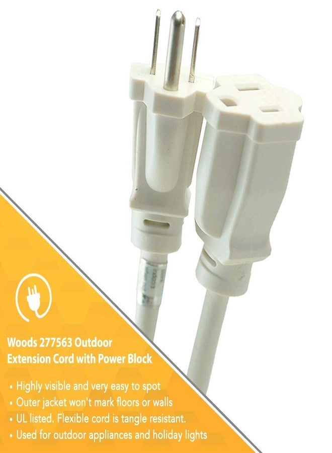 Woods 277563 Outdoor Extension Power Block, Weatherproof with Reinforced Blades, Heavy Duty Vinyl Jacket, Durable Cord, Tangle Free, 8-Foot, White - Image 4