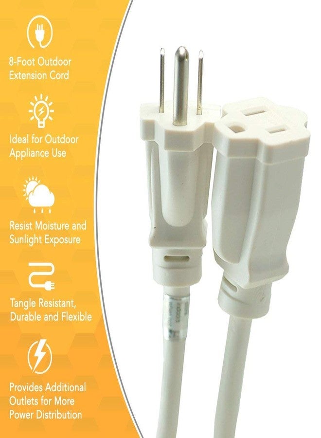 Woods 277563 Outdoor Extension Power Block, Weatherproof with Reinforced Blades, Heavy Duty Vinyl Jacket, Durable Cord, Tangle Free, 8-Foot, White - Image 3