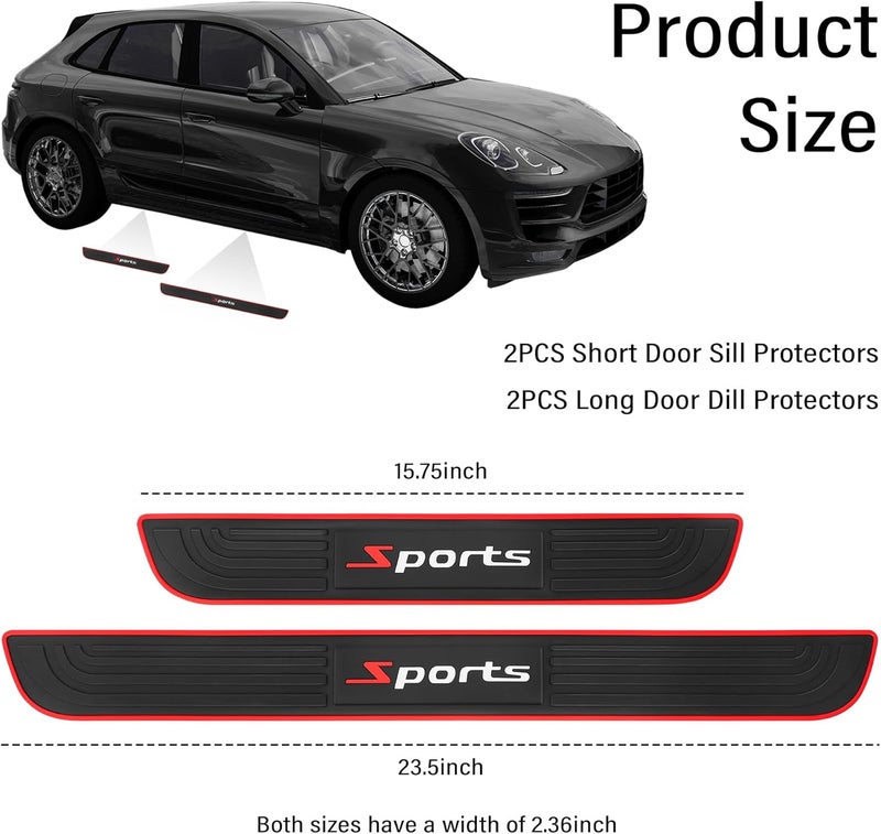 carleef 4PCS Car Door Sill Protector,Anti-Scratch Rubber Car Door Protector Edge Guards for Door Steps,Universal Automotive Exterior Accessories Waterproof Door Threshold Strips (Sport, Width 2.36") - Image 2