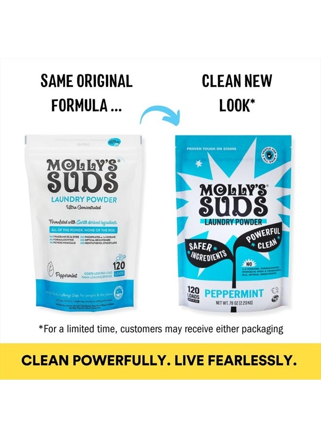 MOLLY'S SUDS Original Laundry Detergent Powder | Natural Laundry Detergent Powder for Sensitive Skin | Earth-Derived Ingredients, Stain Fighting | 240 Load (Peppermint)  - Image 2