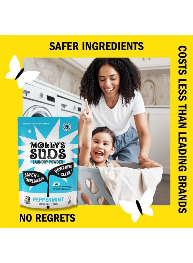 MOLLY'S SUDS Original Laundry Detergent Powder | Natural Laundry Detergent Powder for Sensitive Skin | Earth-Derived Ingredients, Stain Fighting | 240 Load (Peppermint)  - Image 4