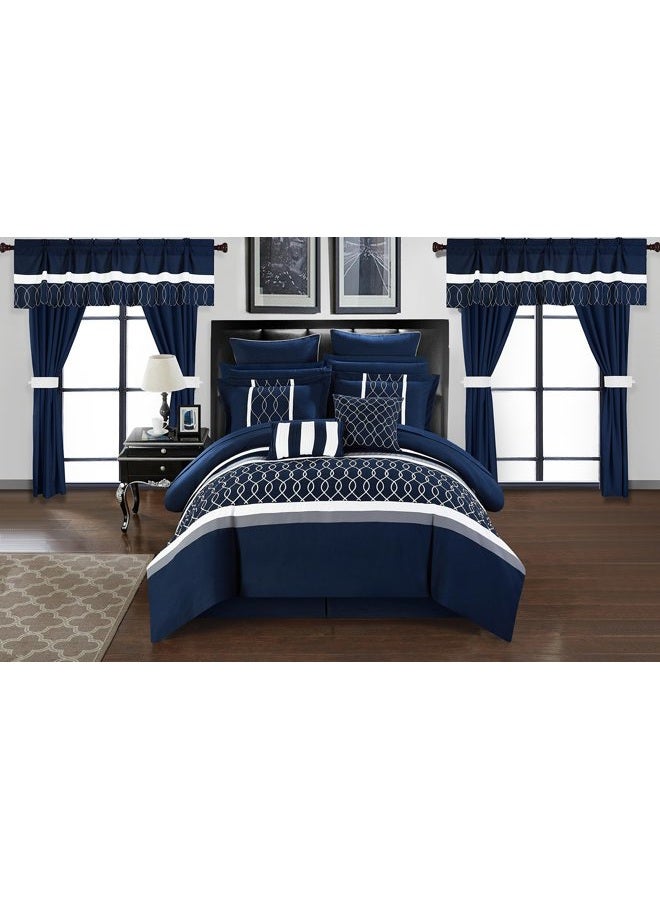 Chic Home Dinah 24 Piece Comforter Set, Queen, Blue - Image 1