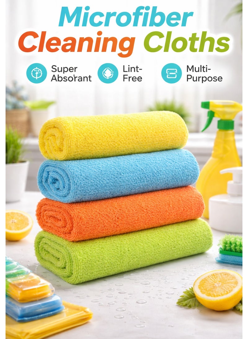 MOMENT 4 Pack Microfiber Cleaning Cloth Multi Purposes Kitchen Towel Set (30 X 30 Cm) Super Absorbent Reusable Cleaning Towels - Kitchen Cloth - Image 2