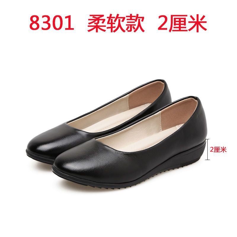 Work Shoes Womens Black Flat Bottom Long Stand Not Tired Feet Professional Shoes Soft Leather Small Leather Shoes Work Shoes plus size Comfortable Single-layer Shoes Black 8301 Black 8301
