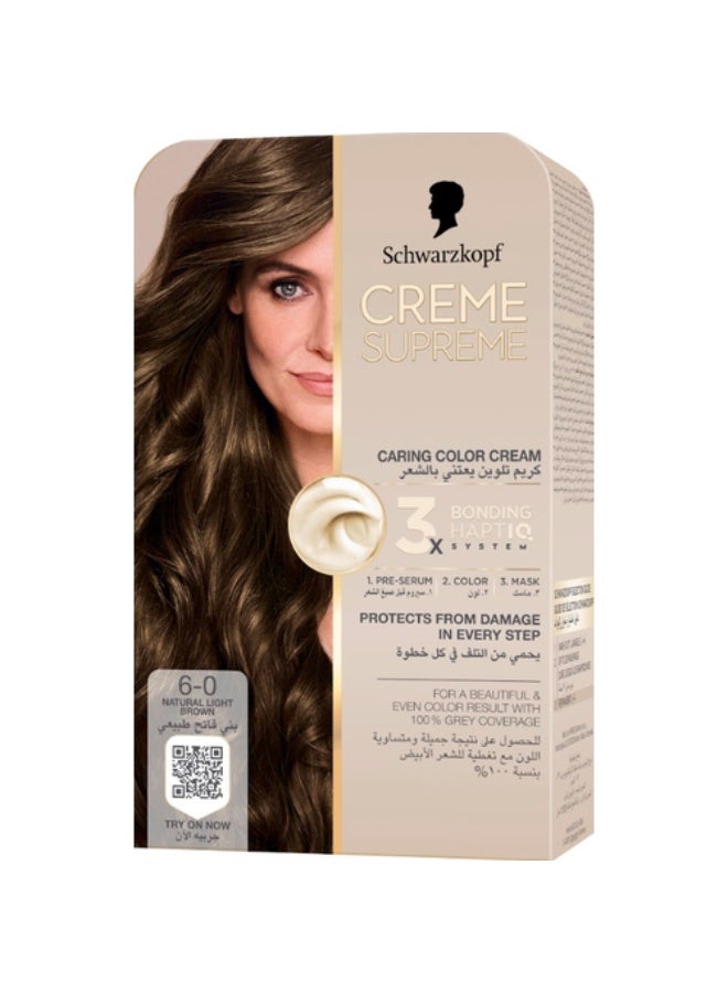 Schwarzkopf Creme Supreme Full Kit 6-0 Natural Light Brown - Image 1