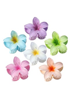 Sisiaipu Sisiaipu Hawaiian Plumeria Hair Accessories - 6 Pack Large Claw Clips for Thick and Thin Hair, Beach Tropical Hair Clips for Women and Girls  - Image 1