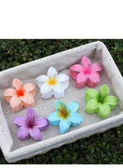 Sisiaipu Sisiaipu Hawaiian Plumeria Hair Accessories - 6 Pack Large Claw Clips for Thick and Thin Hair, Beach Tropical Hair Clips for Women and Girls  - Image 2