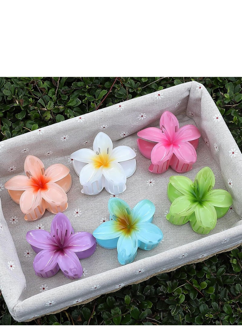 Sisiaipu Sisiaipu Hawaiian Plumeria Hair Accessories - 6 Pack Large Claw Clips for Thick and Thin Hair, Beach Tropical Hair Clips for Women and Girls  - Image 2